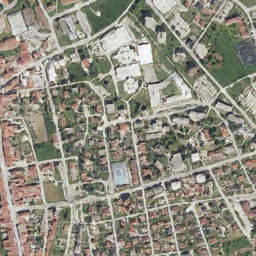 Generated 2.5 m texture of the same crop — field rows and buildings resolved