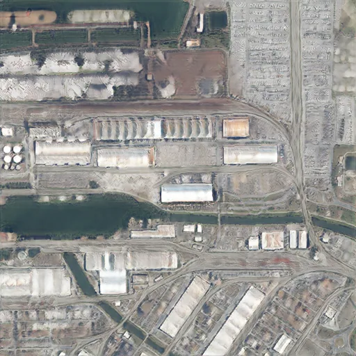 Generated 2.5 m image of the Port of Koper — terminals and rail yard visible